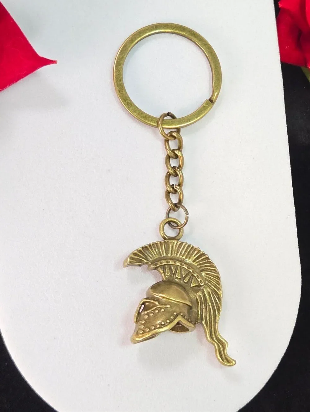 Spartan Helmet Keychain Gold Bronze Warrior Roman Greek Mascot Key Ring